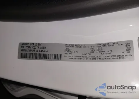 2026 Chrysler Voyager Lx z USA, uszkodzony, nr VIN 2C4RC1CG2TR185028